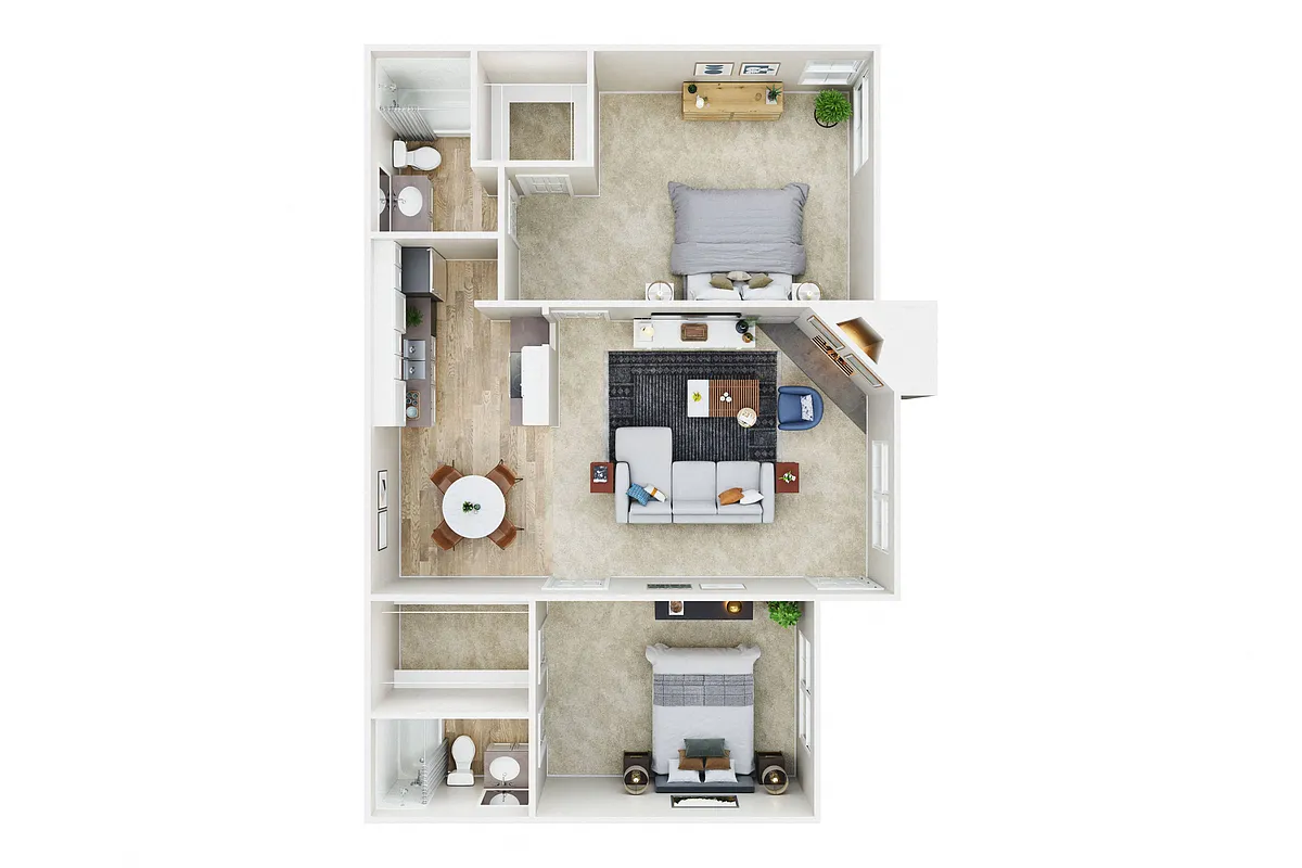 Floor plan 2 Bed, 2 Bath A