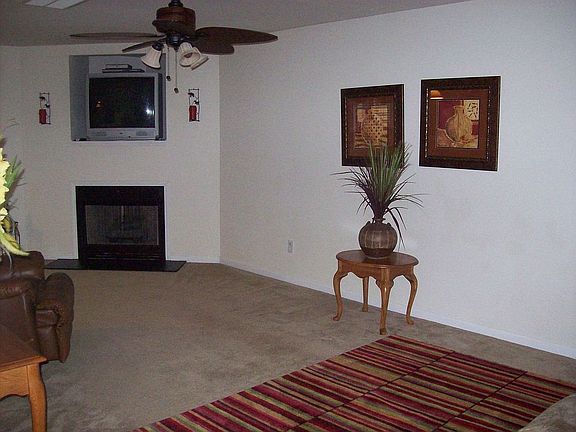 DEN WITH FIREPLACE & TV NOOK.