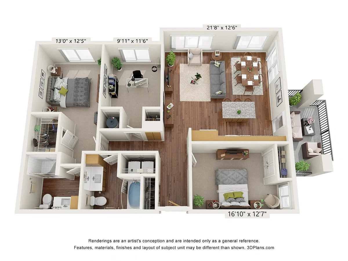 Floor plan Three Bedroom - B