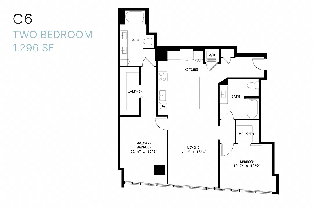 Floor plan Two Bedroom C6