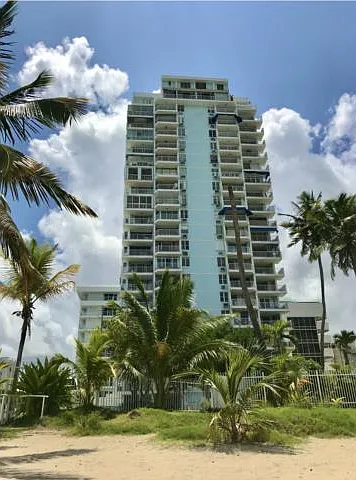 Reina Del Mar Building from the beach. Exclusive, gated, private parking.