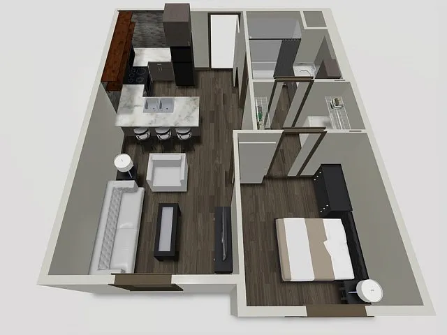 Floor plan One Bedroom-Top Floor