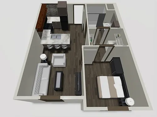 Floor plan One Bedroom-Top Floor