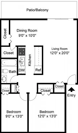 Two bedroom floor plan Two bedroom floor plan