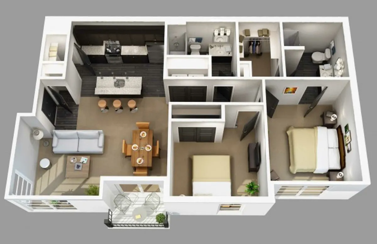 Floor plan 2 Bedroom 2 Bathroom