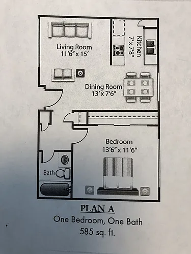 Floor plan 1 Bedroom 1 Bath