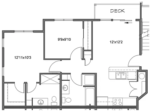 Floor plan 2 Bed 2 Bath B - Ash Creek