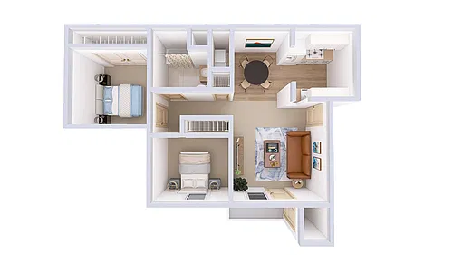 Floor plan 2 Bedroom, 1 Bath