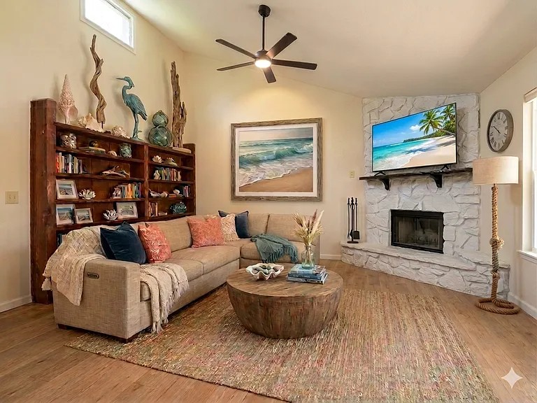 Here is an AI generated decorated living room. I say not bad!