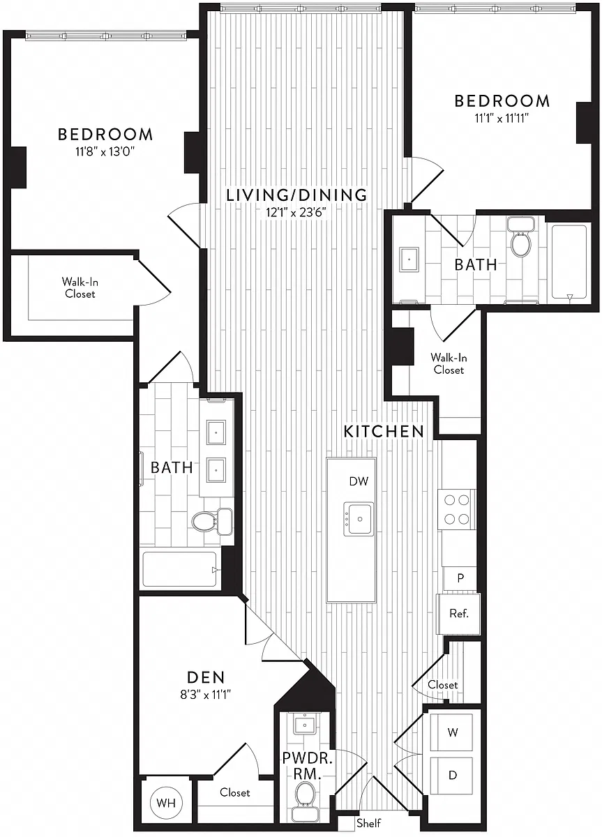 Floor plan C7A - 2 Bed_2.5 Bath Den