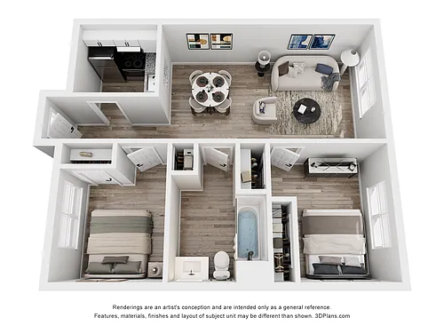 Floor plan B2 | 2 Bed | 1 Bath | Premium
