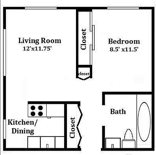 Floor plan One Bedroom - B