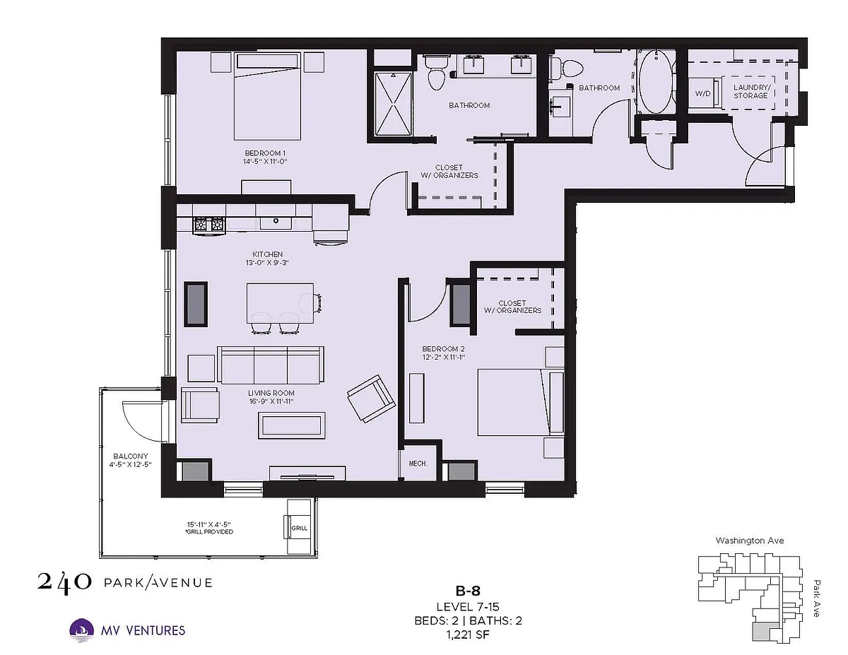 Floor plan $1.97/sq.ft. - Two Bedroom B-8
