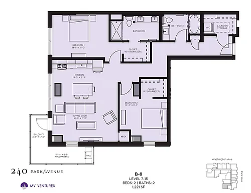 Floor plan $1.97/sq.ft. - Two Bedroom B-8