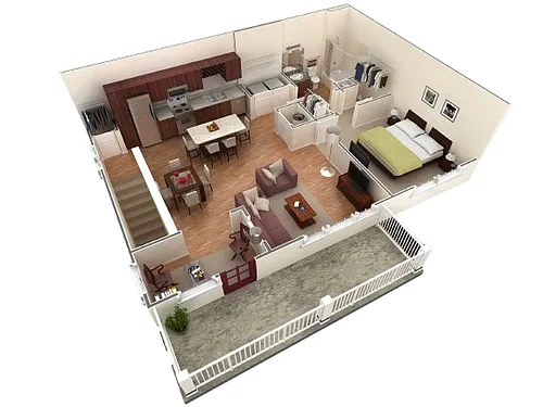 Floor plan 1 BR Grand Overlook