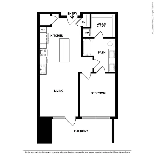 Floor plan 1 Bed/1 Bath-The McFerrin