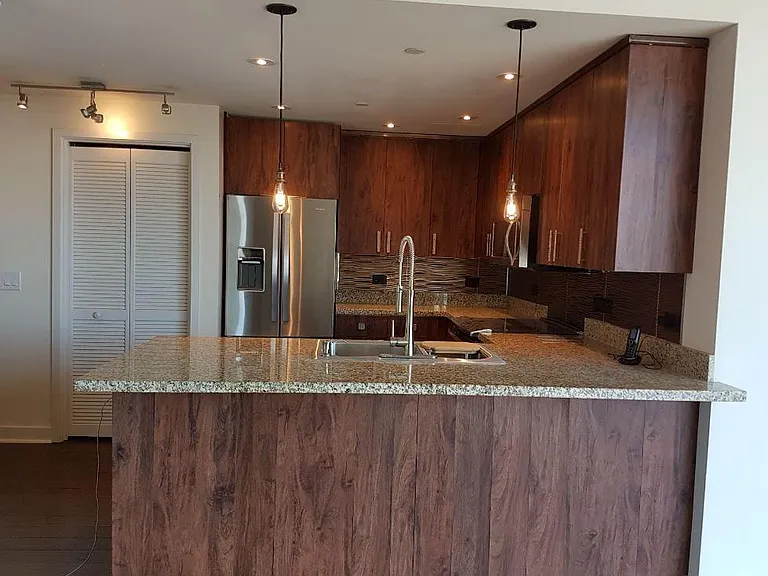 View of kitchen from front room