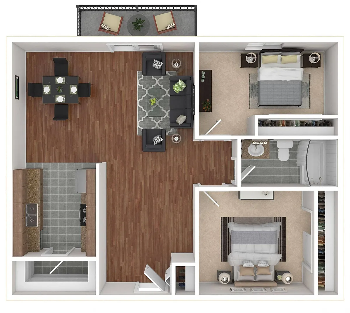 Floor plan 2 Bedroom / 1.0 Bath