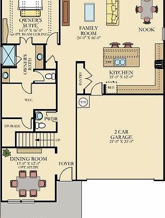 Downstairs floor plan - except there is a fireplace in living room corner