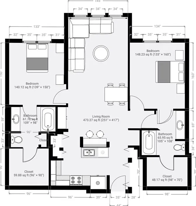 2 bed, 1181 sqft, $1,750 — Photo 2