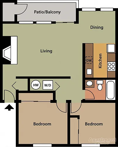Floor plan Two Bedroom One Bath