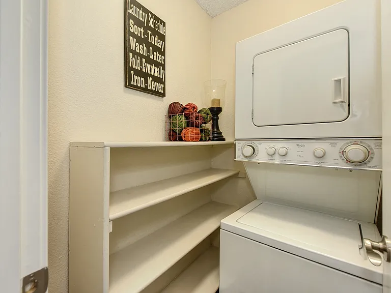 In Unit Washer and Dryer with shelves