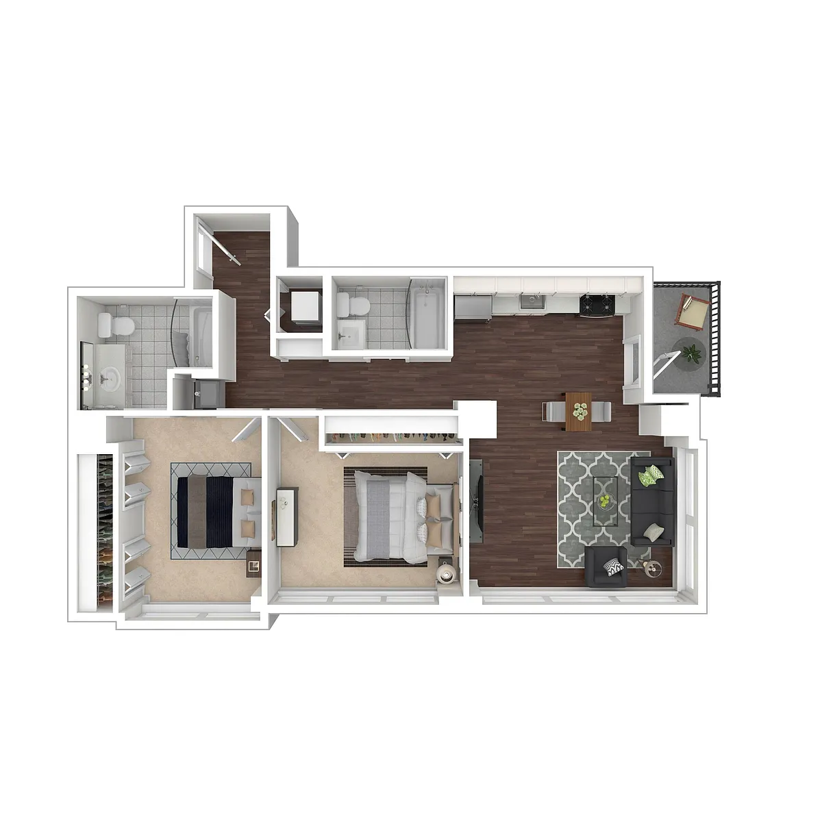 Floor plan Two Bedroom Two Bath b2.2