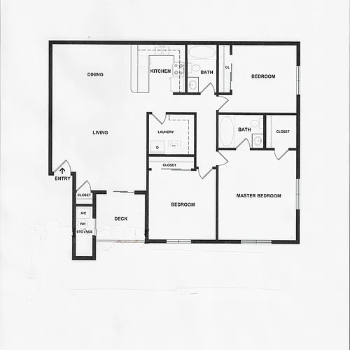 Floor plan Three Bedroom/2 Bath