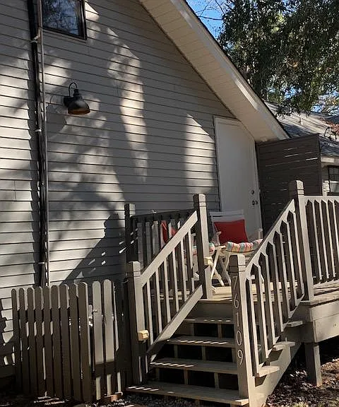 Private deck with chairs.