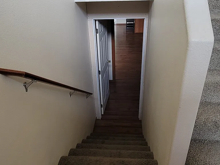 Shared split level entry to the unit.