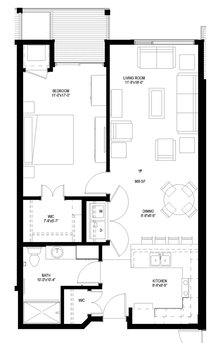 Floor plan One Bedroom - F