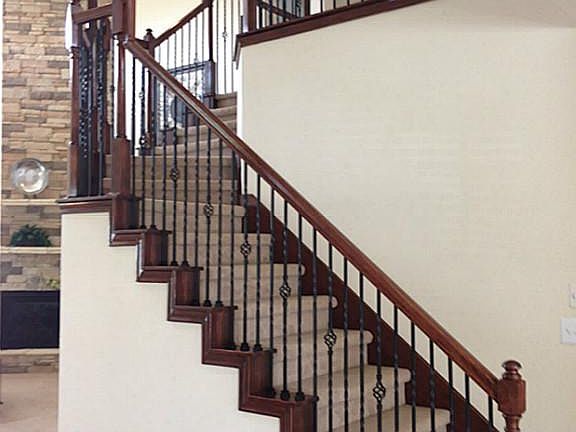 Dramatic Stairs as you Enter the Leaded Glass Mahogany Front Door