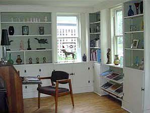 Library with French doors for private office space.