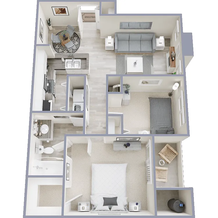 Floor plan 2 Bed 1 Bath