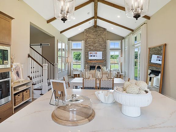 Kitchen overlooking dining area