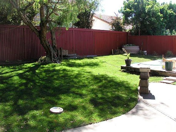 Very private back yard with new sod lawn