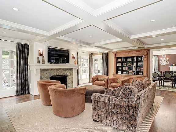 Family Room With Coffered Ceiling
