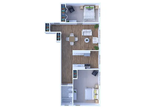 Floor plan Frederick Apts - 2 BD 1 BTH, Renovated
