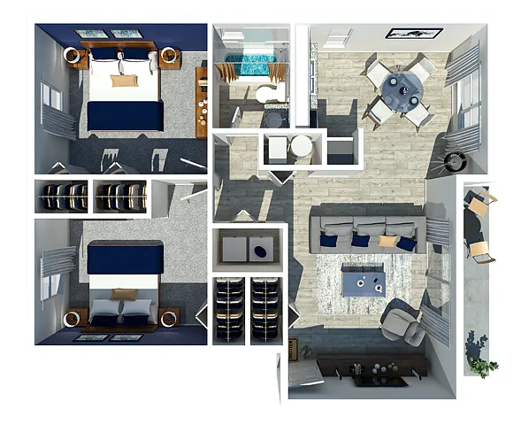 Floor plan Marc 2 Bedroom 1 Bathroom