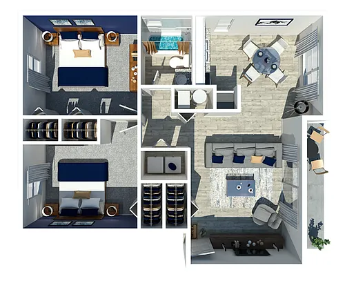 Floor plan Marc 2 Bedroom 1 Bathroom
