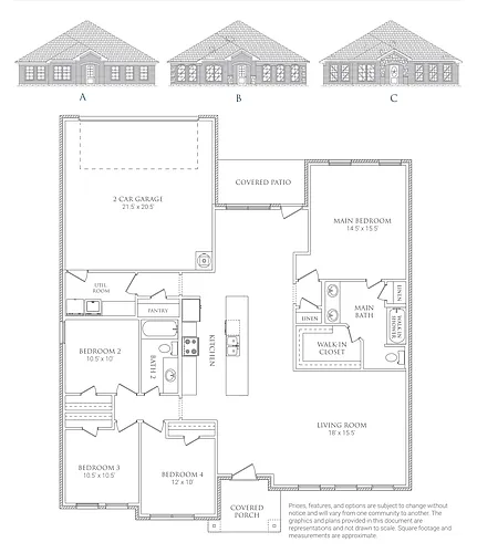 Floor plan 4 Bedrooms and 2 bathrooms