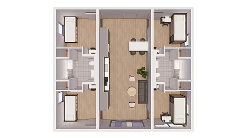 Floor plan 4 Bedroom 2 Bath - Leased By The Bed