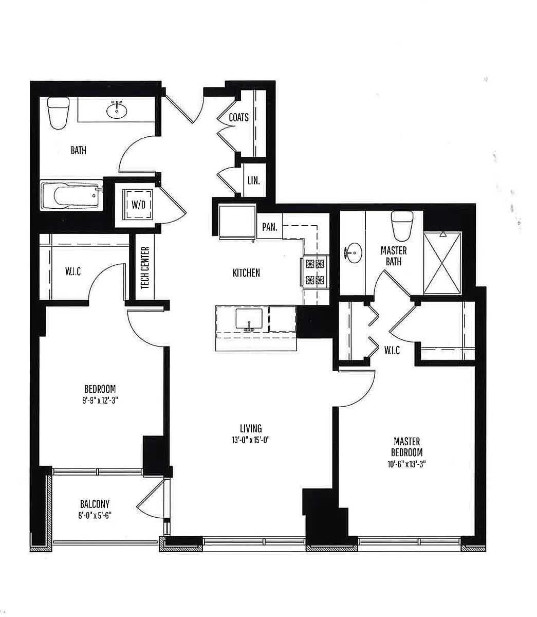 Floor plan 2 BR, 2 BTH
