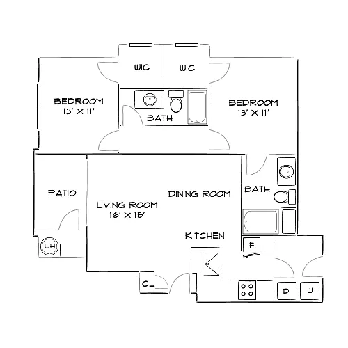 Floor plan Design 2A20 with Garage