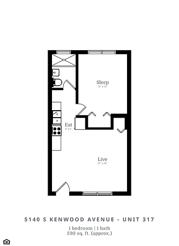 Floor plan 1 Bed | 1 Bath (B1)