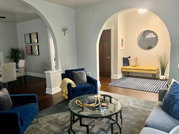 View from living room to entry and dining area