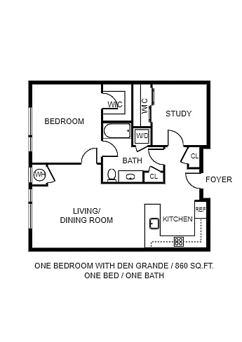 Floor plan One Bed Den Grande
