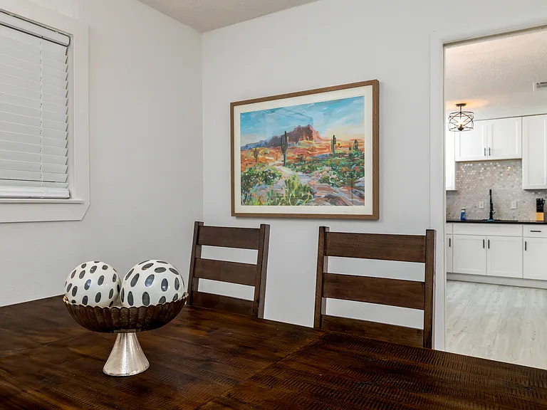 Dining area with plenty of seating for the whole family.