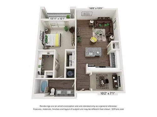 Floor plan One-Bedroom Apartment (A3b)