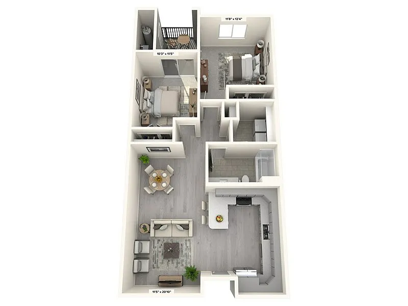 Floor plan 2 Bed/1 Bath